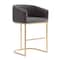 Manhattan Comfort Louvre Counter Stool in Grey and Titanium Gold (Set of 2) 2-CS009-GY - alternate 3